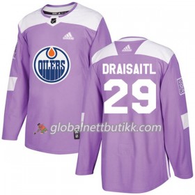 Edmonton Oilers Hockeydrakt Leon Draisaitl 29 2017-2018 Purple Fights Cancer Practice Adidas Authentic - Herre